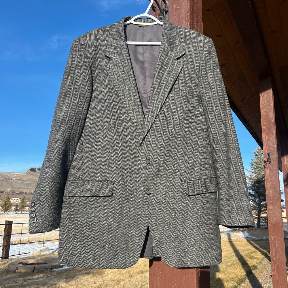 Farah Clothing Co Men’s Jacket Vintage 100% Wool Gray Size 42 Long Suit Coat